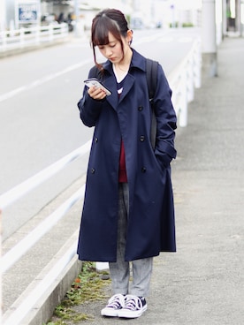 「カップル」｜「アイテム（トレンチコート）」を使った、りかさん（レディース・146cm）の秋コーディネート