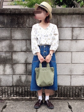 「cepo（セポ）のアイテム（トートバッグ）」を使った、りかさん（レディース・146cm）の春コーディネート