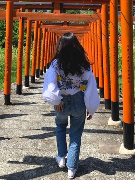 「ZARA（ザラ）のアイテム（シャツ/ブラウス、ホワイト系）」を使った、𝐲𝐮𝐚さん（レディース・165cm）の春コーディネート