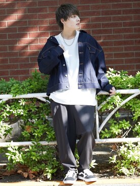 「kutir（クティール）のアイテム（デニムジャケット）」を使った、冨田 幸大さん（メンズ・171cm）の春コーディネート