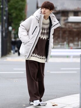 「JUNRED（ジュンレッド）のアイテム（ダウンジャケット/コート）」を使った、冨田 幸大さん（メンズ・171cm）の冬コーディネート