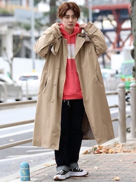 「CREARE -LINO-（クレアーレリノ）のアイテム（トレンチコート）」を使った、冨田 幸大さん（メンズ・171cm）の冬コーディネート