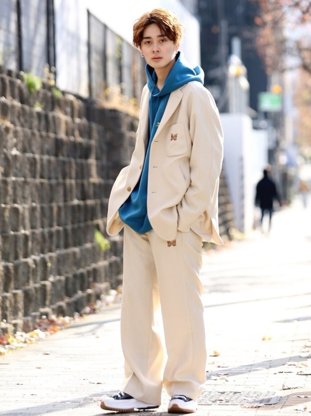 Needles ベージュ スラックス Needlesのスラックス（ベージュ系）を使った人気ファッション