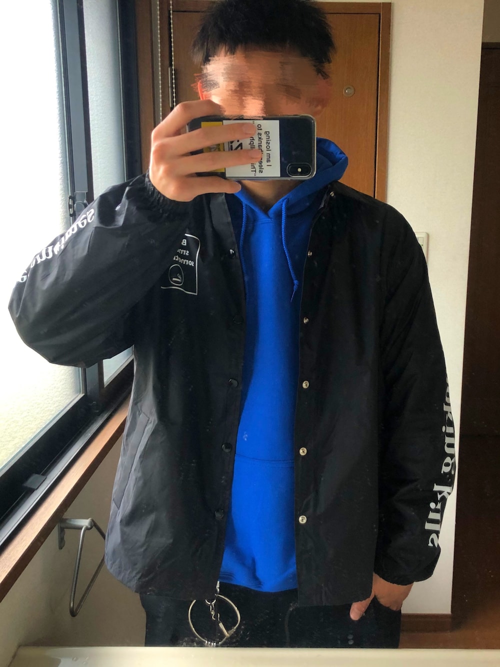 「カジュアルコーデ、シンプル、キレイめ、ユニクロ、UNIQLO、zzZ、ジィーズ、FR2、お洒落さんとつながりたい、いいね、save、フォローお願いします🤑」｜「zZzのアイテム（ナイロンジャケット、ブラック系）」を使った、あきのりさん（メンズ・173cm）の冬コーディネートの1枚目の写真