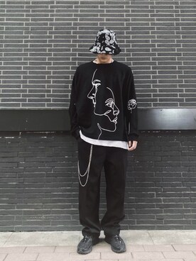 「日系极简」｜「アイテム（スラックス）」を使った、ZYYoungさん（メンズ・183cm）の秋コーディネート