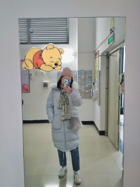 「アイテム（バックパック/リュック、シルバー系）」を使った、小隐隐于 _さん（レディース・160cm）の冬コーディネート