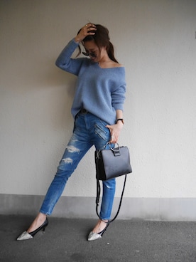「MOUSSY（マウジー）のHOOP SQUARE BAG（ショルダーバッグ）」を使った、Ui ☻さん（レディース・164cm）の春コーディネート