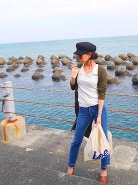 「エコバッグ」｜「アイテム（キャスケット）」を使った、Ui ☻さん（レディース・164cm）の春コーディネート