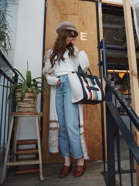 「CELINE」｜「アイテム（ハンチング/ベレー帽）」を使った、Ui ☻さん（レディース・164cm）の春コーディネート