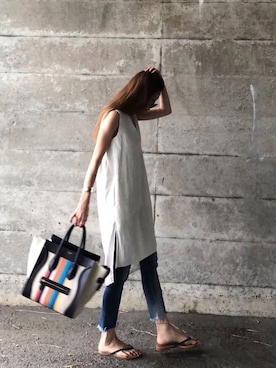 「Ungrid（アングリッド）のフレイドヘムストスリ（デニムパンツ）」を使った、Ui ☻さん（レディース・164cm）の夏コーディネート