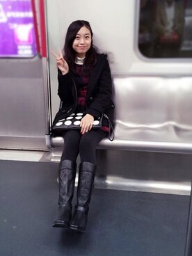 「red」｜「アイテム（ダッフルコート）」を使った、Smileysisさん（レディース・165cm）の冬コーディネート