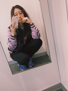 「H&M（エイチ・アンド・エム）のアイテム（スタジャン）」を使った、Smileysisさん（レディース・165cm）の冬コーディネート