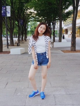 「shorts」｜「アイテム（ジャケット/アウター）」を使った、Smileysisさん（レディース・165cm）の夏コーディネート