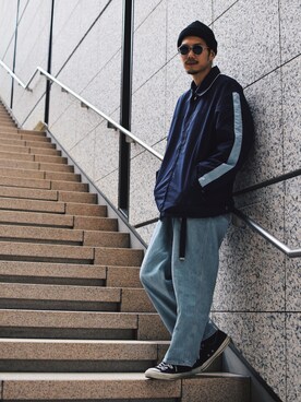 「STUSSY（ステューシー）のアイテム（ジャケット/アウター）」を使った、downeyさん（メンズ・180cm）の春コーディネート
