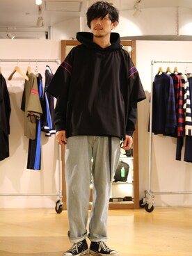 「lot holon（ロットホロン）のアイテム（トップス）」を使った、downeyさん（メンズ・180cm）の春コーディネート