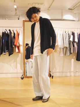 「アイテム（ドレスシューズ、グリーン系）」を使った、downeyさん（メンズ・180cm）の春コーディネート