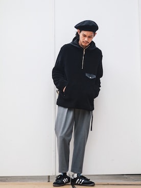 「Lui's（ルイス）のアイテム（ハンチング/ベレー帽）」を使った、downeyさん（メンズ・180cm）の秋コーディネート