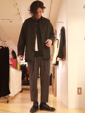 「ストライプニット」｜downeyさん（メンズ・180cm）の秋コーディネート