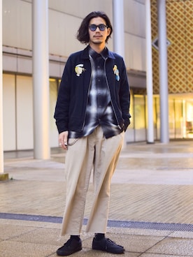 「SON OF THE CHEESE（サノバチーズ）のアイテム（ジャケット/アウター）」を使った、downeyさん（メンズ・180cm）の春コーディネート