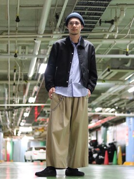 「N.HOOLYWOOD（N.ハリウッド）のアイテム（シューズ）」を使った、downeyさん（メンズ・180cm）の春コーディネート