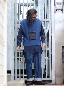 「アイテム（ベスト）」を使った、downeyさん（メンズ・180cm）の春コーディネート