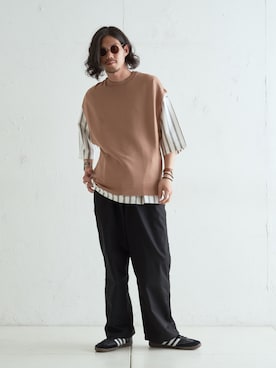 「アイテム（ベスト）」を使った、downeyさん（メンズ・180cm）の春コーディネート