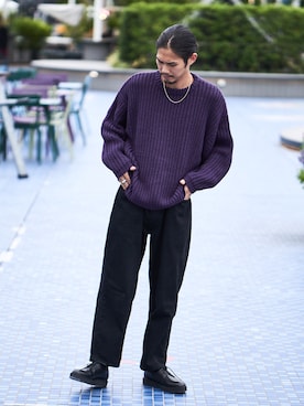 「ESSAY（エッセイ）のアイテム（パンツ）」を使った、downeyさん（メンズ・180cm）の秋コーディネート