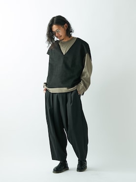 「アイテム（ベスト）」を使った、downeyさん（メンズ・180cm）の春コーディネート