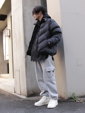 「PRO CLUB （プロクラブ）のアイテム（スウェットパンツ）」を使った、downeyさん（メンズ・180cm）の冬コーディネート