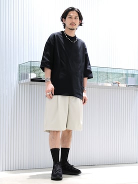 「レザーショーツ」｜downeyさん（メンズ・180cm）の夏コーディネート