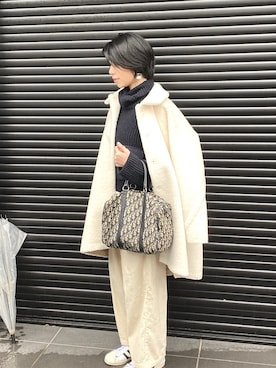 「Ameri（アメリ）のアイテム（ステンカラーコート）」を使った、SAYAさん（レディース・160cm）の秋コーディネート