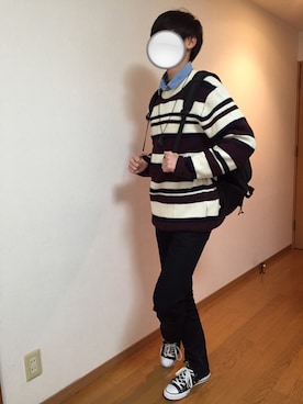 「UNIQLO（ユニクロ）のWOMEN ウルトラストレッチジーンズ（デニムパンツ）」を使った、S.Hさん（メンズ・175cm）の冬コーディネート