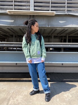 「2021春新作」｜「アイテム（オールインワン・サロペット）」を使った、Romiさん（レディース・155cm）の春コーディネート