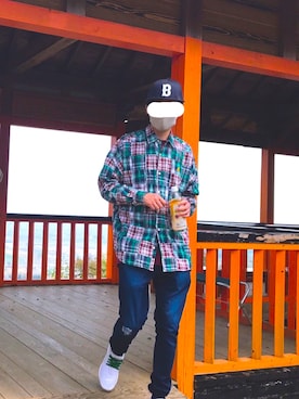 「BASECONTROL（ベースコントロール）のアイテム（帽子）」を使った、マドンさんさん（メンズ・175cm）の春コーディネート