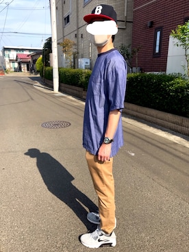 「BASECONTROL（ベースコントロール）のアイテム（帽子）」を使った、マドンさんさん（メンズ・175cm）の春コーディネート