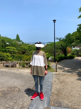「BASECONTROL（ベースコントロール）のアイテム（帽子）」を使った、マドンさんさん（メンズ・175cm）の春コーディネート