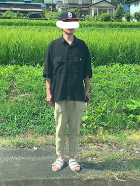 「BASECONTROL（ベースコントロール）のアイテム（帽子）」を使った、マドンさんさん（メンズ・175cm）の夏コーディネート