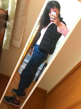 「UNIQLOコーデ」｜「アイテム（ダウンベスト）」を使った、yamamaさん（レディース・164cm）の春コーディネート