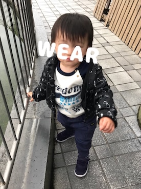 「西松屋」｜「アイテム（ナイロンジャケット）」を使った、yamamaさん（キッズ・80cm）の秋コーディネート