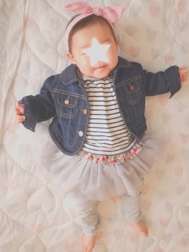 「babygap」｜「アイテム（デニムジャケット）」を使った、G☆AAiさん（キッズ・70cm）の春コーディネート