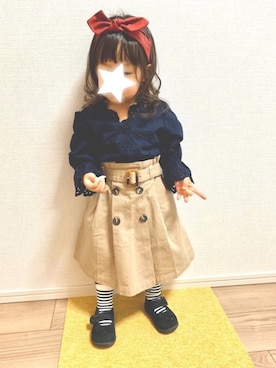 「スカラップ」｜G☆AAiさん（キッズ・90cm）の春コーディネート