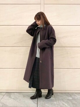「URBAN RESEARCH Sonny Label（アーバンリサーチサニーレーベル）のアイテム（ノーカラージャケット）」を使った、アコさん（レディース・148cm）の冬コーディネート