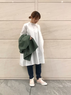 「Moname（モナーム）のアイテム（パンツ）」を使った、アコさん（レディース・148cm）の冬コーディネート