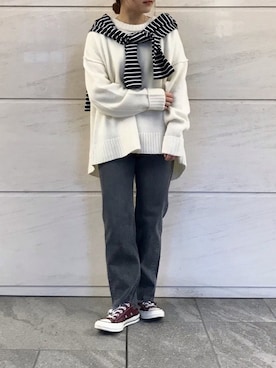 「Moname（モナーム）のアイテム（パンツ）」を使った、アコさん（レディース・148cm）の冬コーディネート