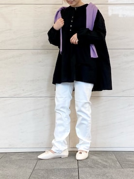 「Moname（モナーム）のアイテム（パンツ）」を使った、アコさん（レディース・148cm）の冬コーディネート