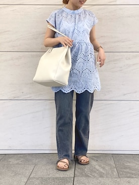 「Moname（モナーム）のアイテム（パンツ）」を使った、アコさん（レディース・148cm）の春コーディネート