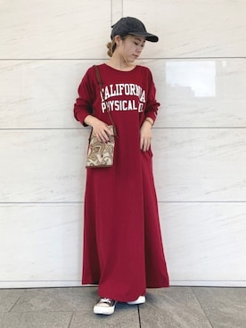 「Champion別注」｜「アイテム（ワンピース/ドレス）」を使った、アコさん（レディース・148cm）の夏コーディネート