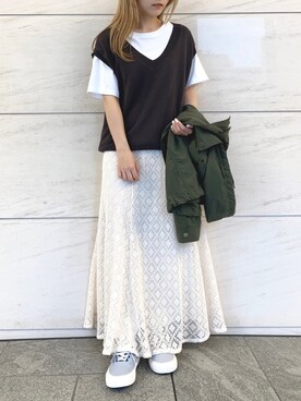 「初秋コーデ」｜「アイテム（マウンテンパーカー）」を使った、アコさん（レディース・148cm）の秋コーディネート