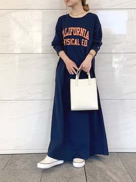 「Champion別注」｜「アイテム（ワンピース/ドレス）」を使った、アコさん（レディース・148cm）の秋コーディネート