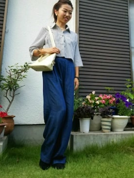 「SMELLY（スメリー）のアイテム（ピアス（両耳用））」を使った、miさん（レディース・156cm）の秋コーディネート